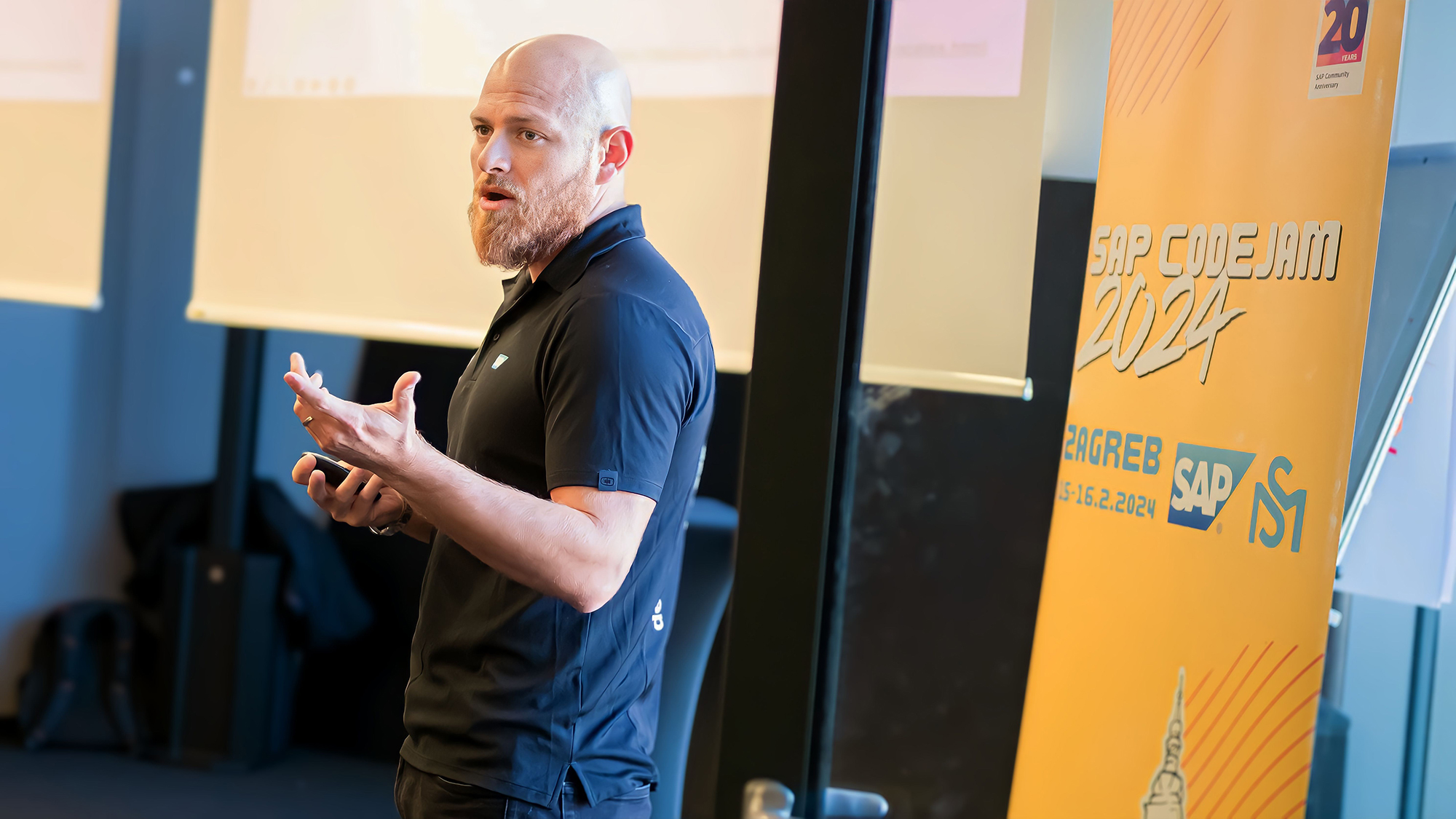 Antonio speaking at event