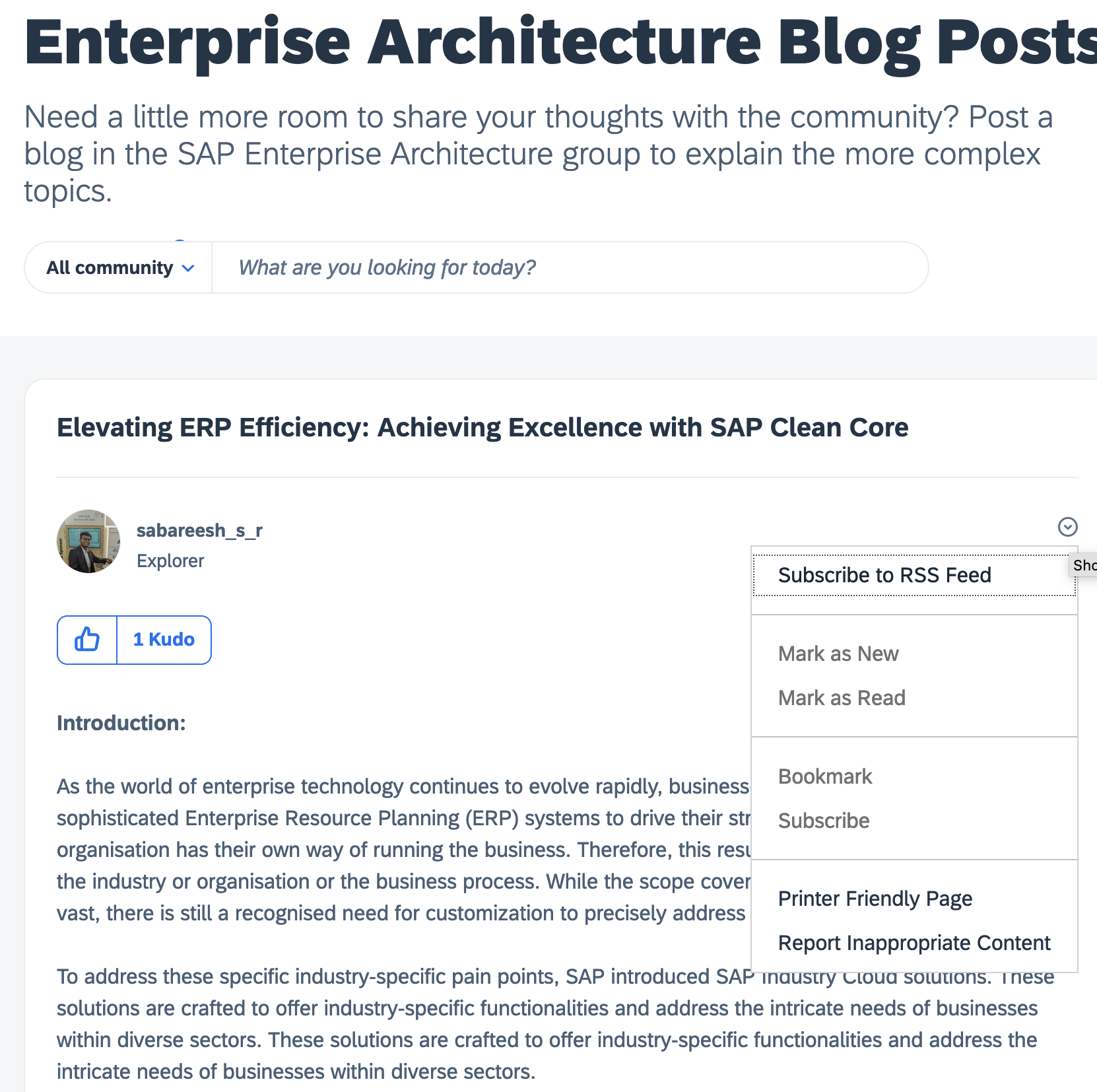 Subscribe to RSS feed link in board